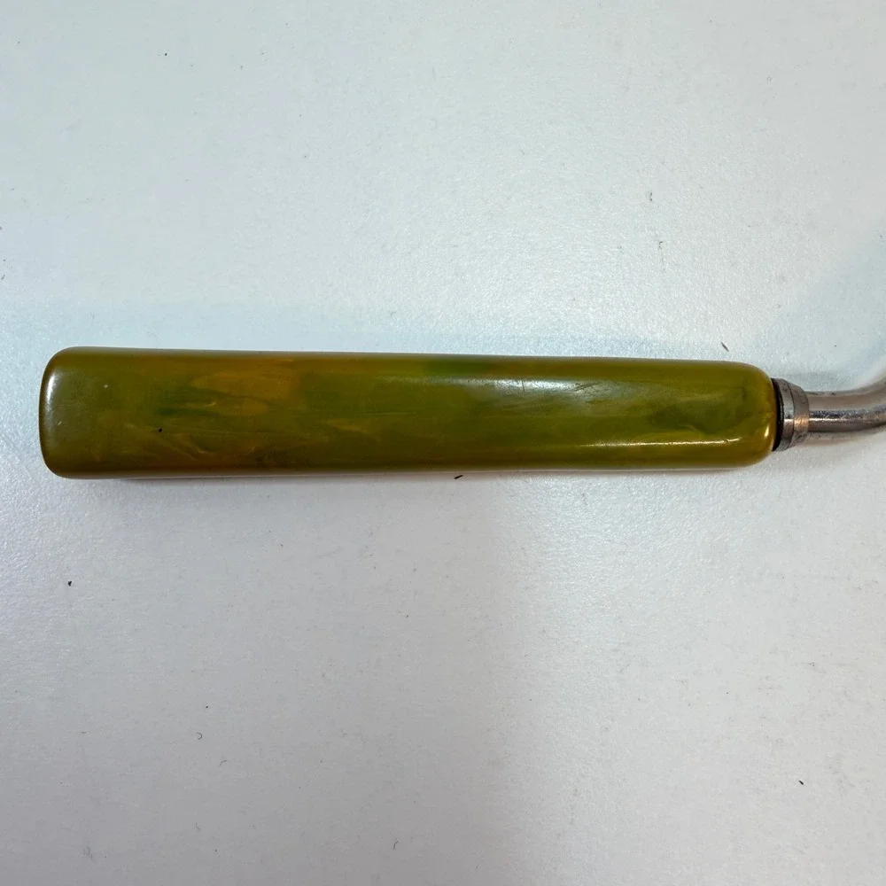 Vintage Angel Food Cake Cutter Breaker Bakelite Handle Green Stainless Steel